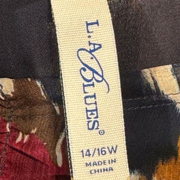 L.A. Blues 14/16 Boho Ikat Sheer Blouse Top Plus Size Chiffon Festival Retro Y2K - Picture 7 of 9